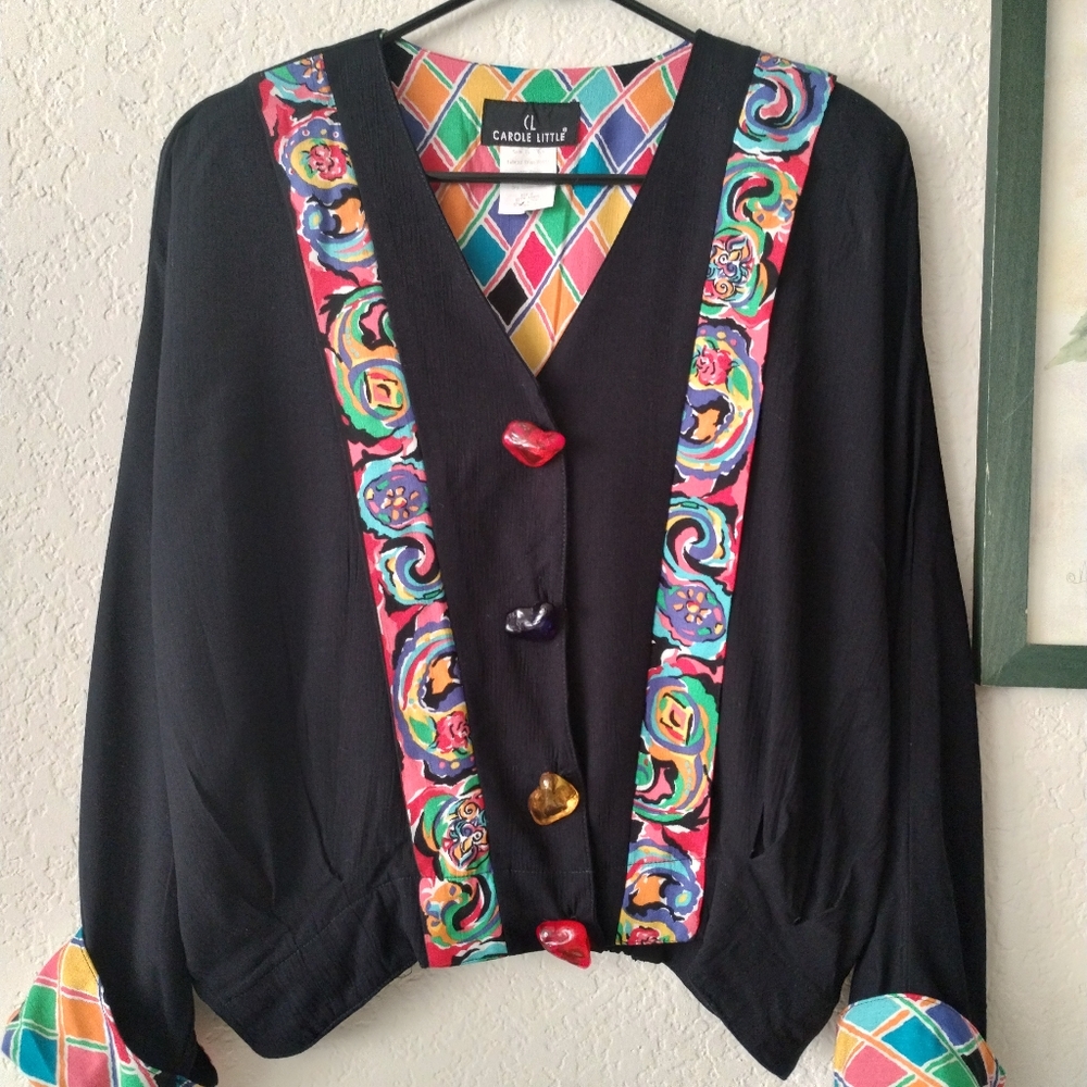 Vintage 80's abstract art Ballero Jacke by Carol Little